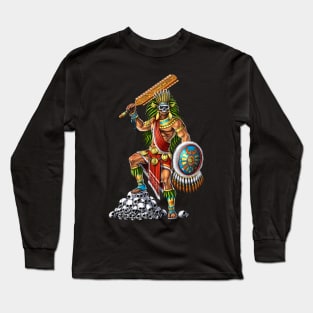 Aztec Skull Warrior Long Sleeve T-Shirt